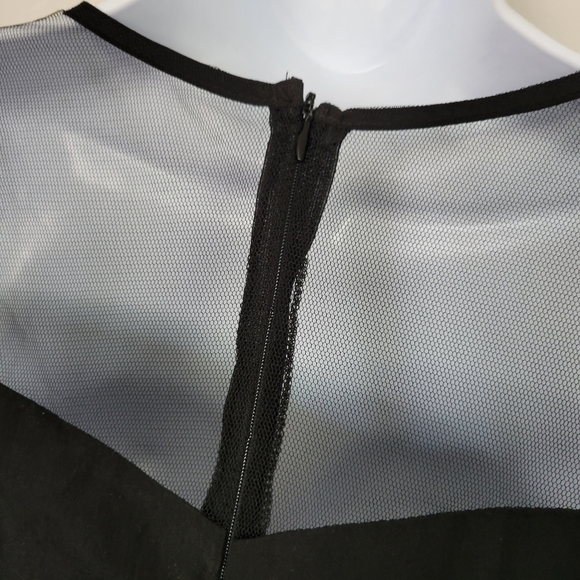 Ryu NWT Medium Black Dress Mesh Long Sleeve Pleated Tulle Trim Sheer Sleeves - Picture 7 of 9